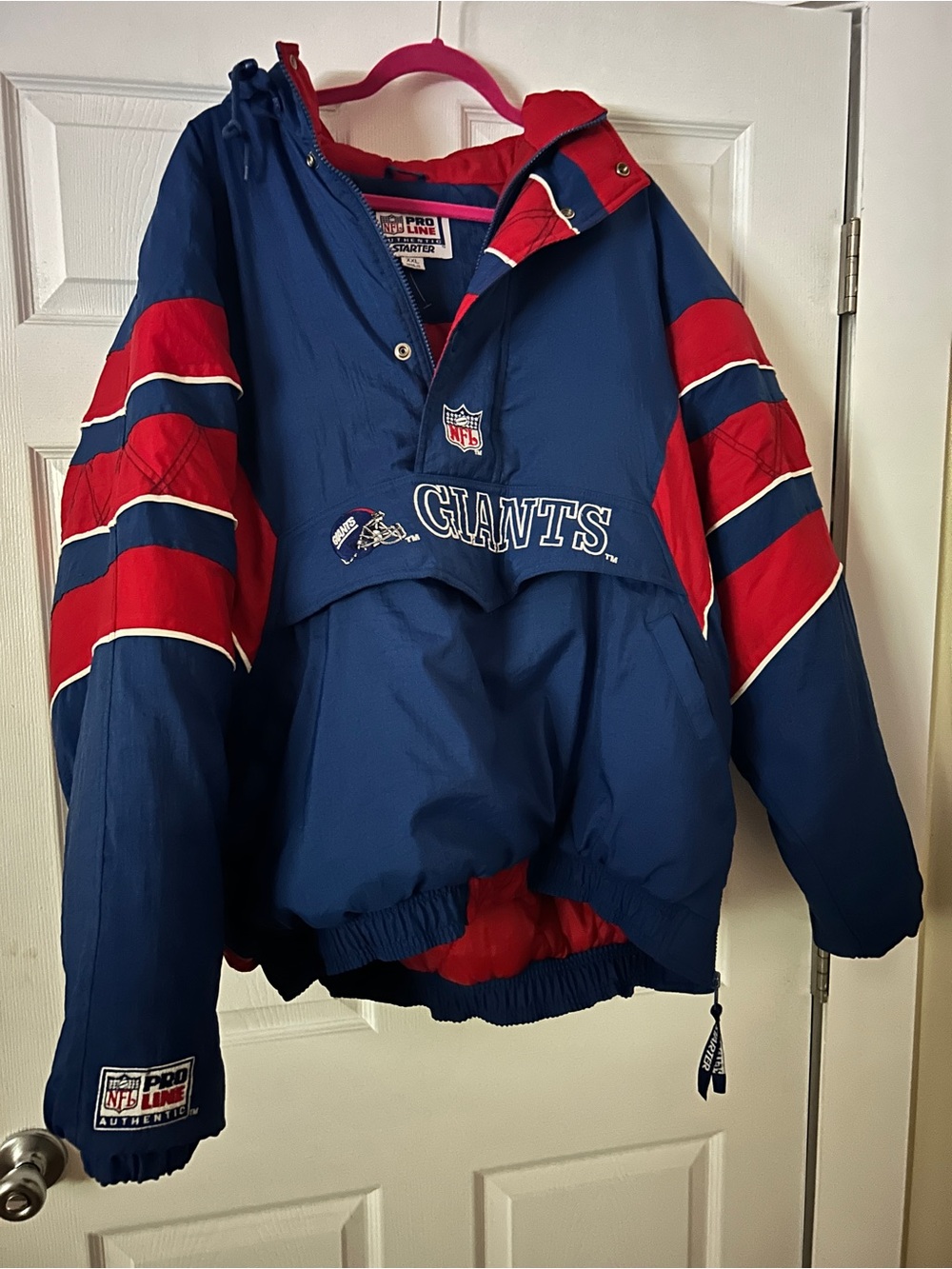 STARTER MENS size xxl New York Giants Puffer Jacket - Blue & Red